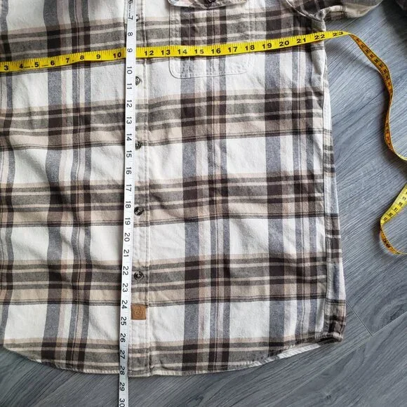 Dubinik Flannel Customized Version Brown Plaid Button Up Classic Warm Men's L - Picture 6 of 12